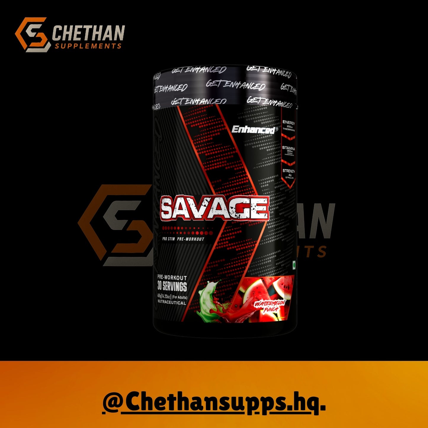 Enhanced Savage Pro Stim Pre - Workout - 30 Servings, - CHETHAN SUPPS.77