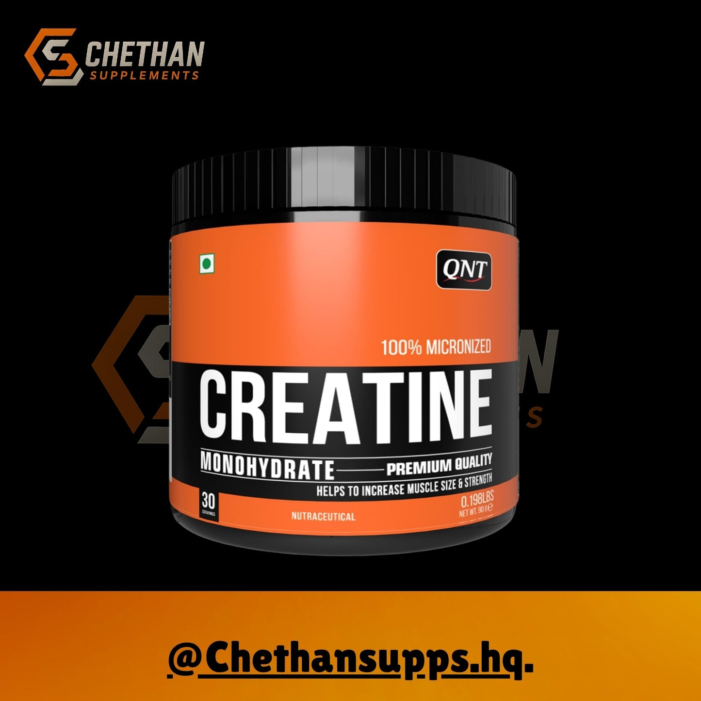 QNT Creatine Monohydrate Powder | Enhance Strength, Power & Performance Creatine (90 g, Unflavoured) - CHETHAN SUPPS.77
