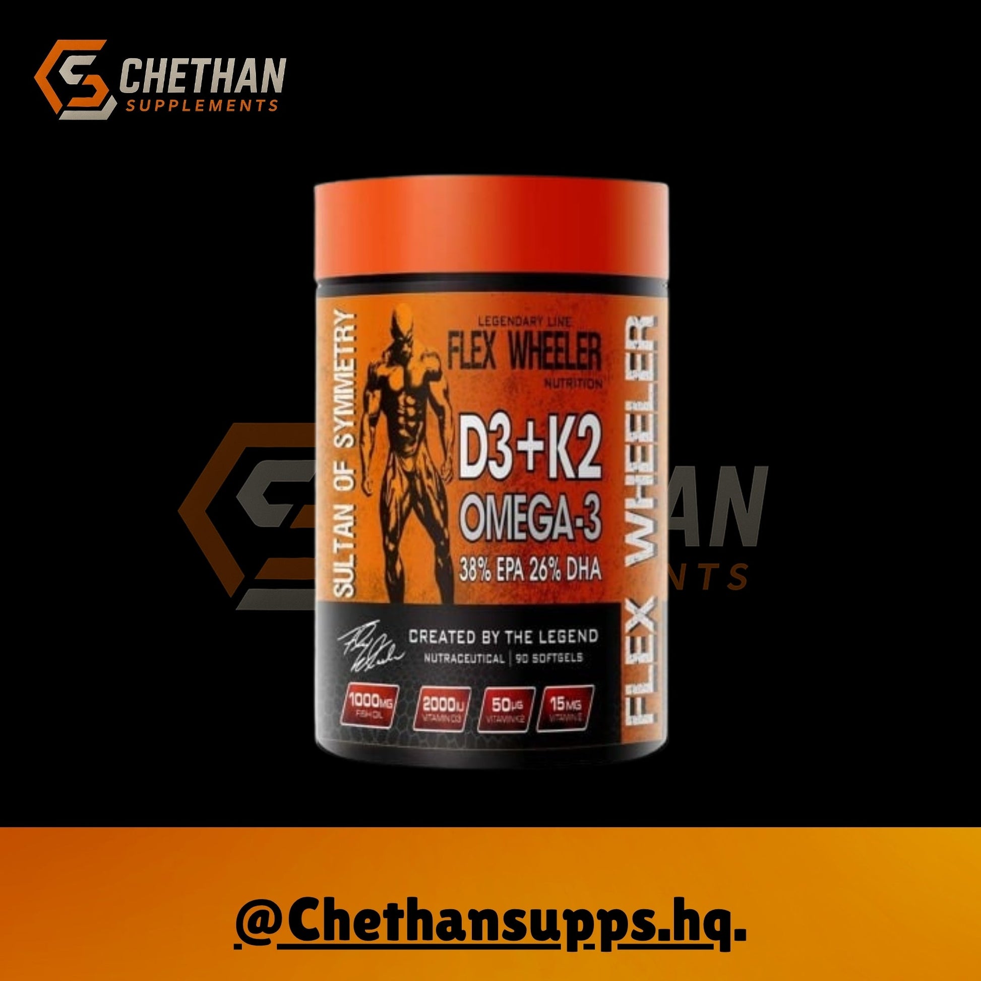 Flex Wheeler Nutrition Omega 3 D3+K2, 90 soft - gels | Chethansupps.com - CHETHAN SUPPS.77