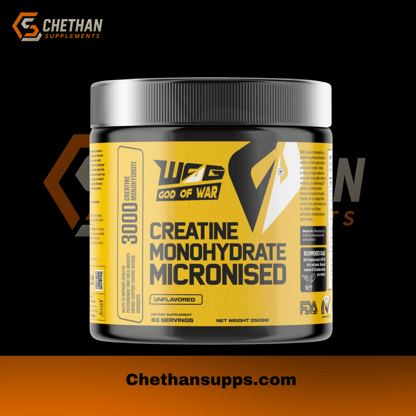 GOD OF WAR CREATINE 250 G | wog creatine 250,gram | Chethansupps.com - CHETHAN SUPPS.77