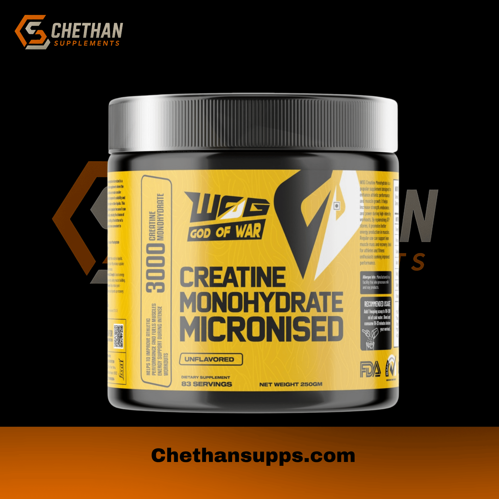 GOD OF WAR CREATINE 250 G | wog creatine 250,gram | Chethansupps.com - CHETHAN SUPPS.77