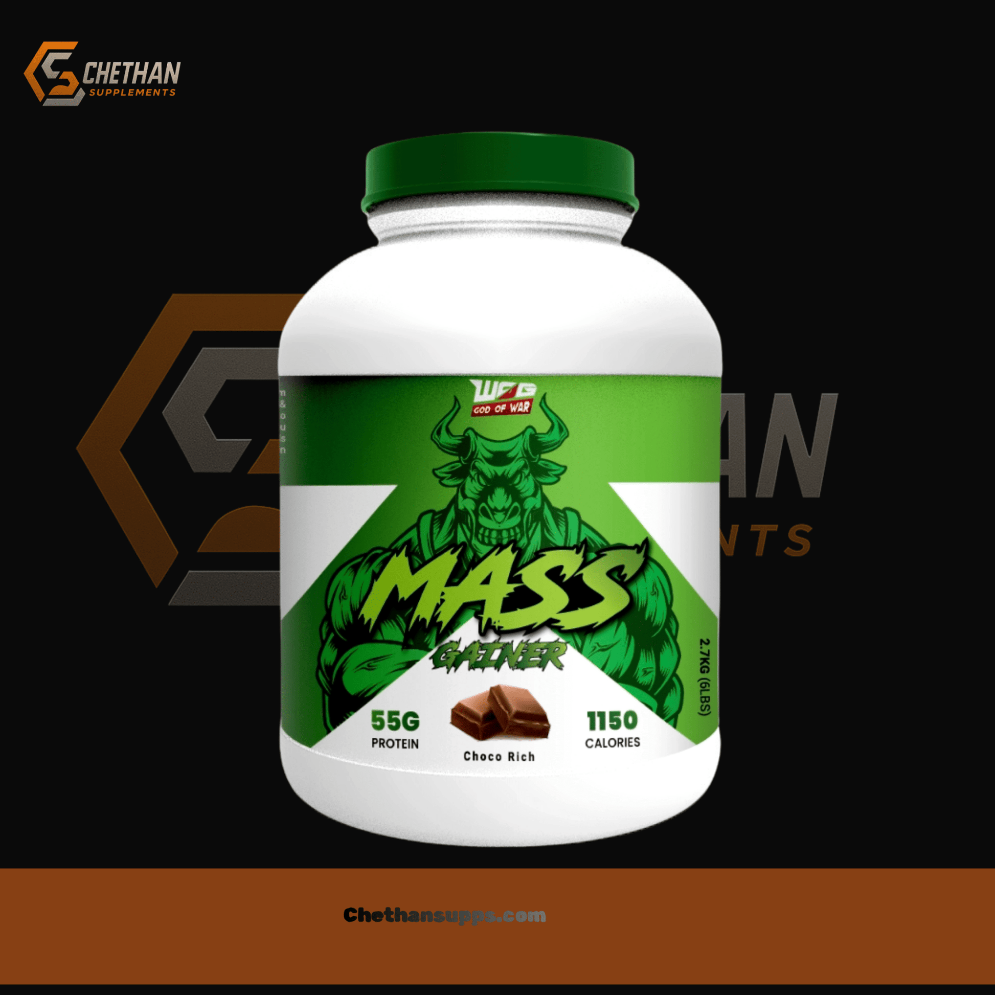 GOD OF WAR MASS GAINER. 2.7 KG | WOG MASS GAINER | god of war mass gainer . - CHETHAN SUPPS.77