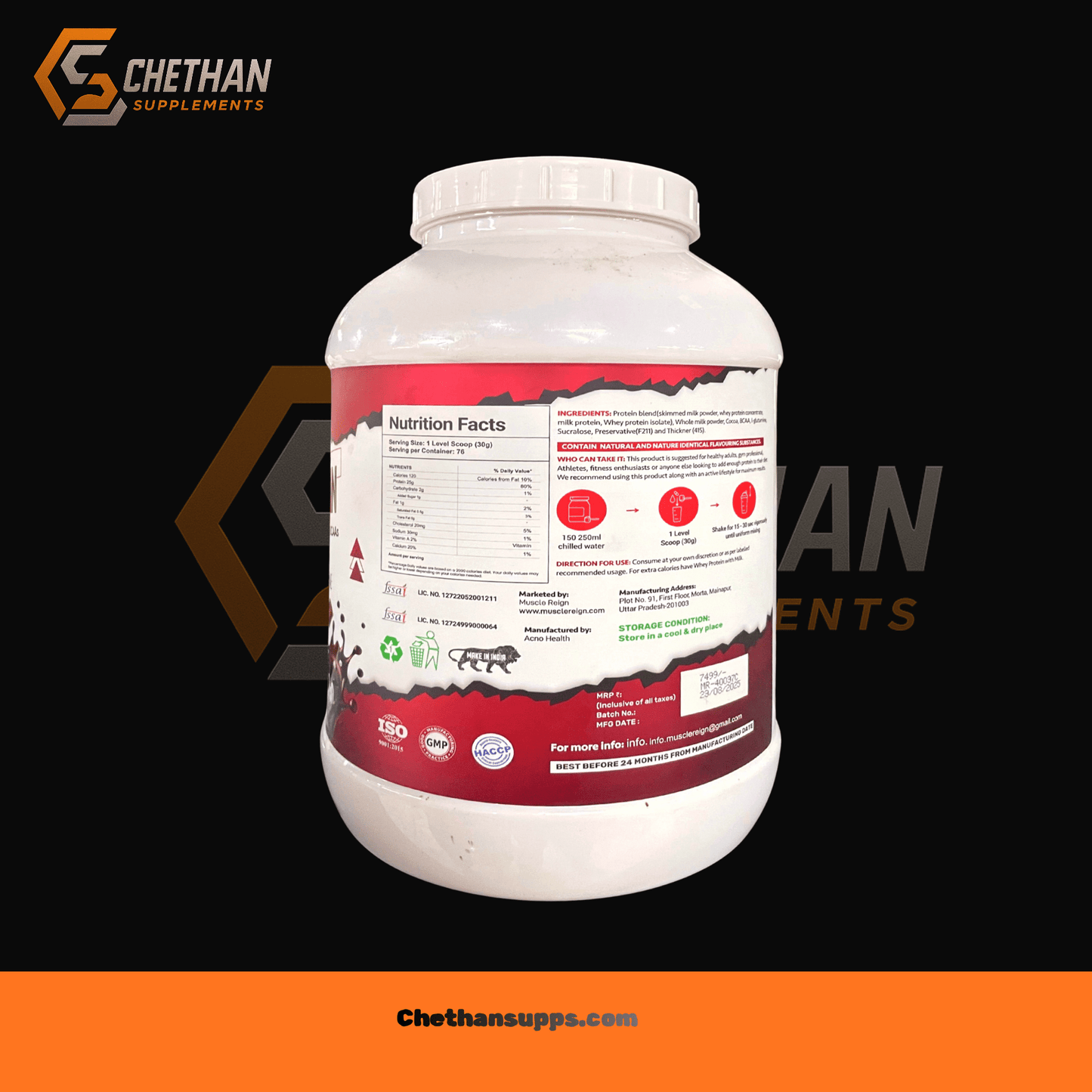 Mr. whey | MuscleRaze Whey Protein 5lbs, 2.2kg - CHETHAN SUPPS.77