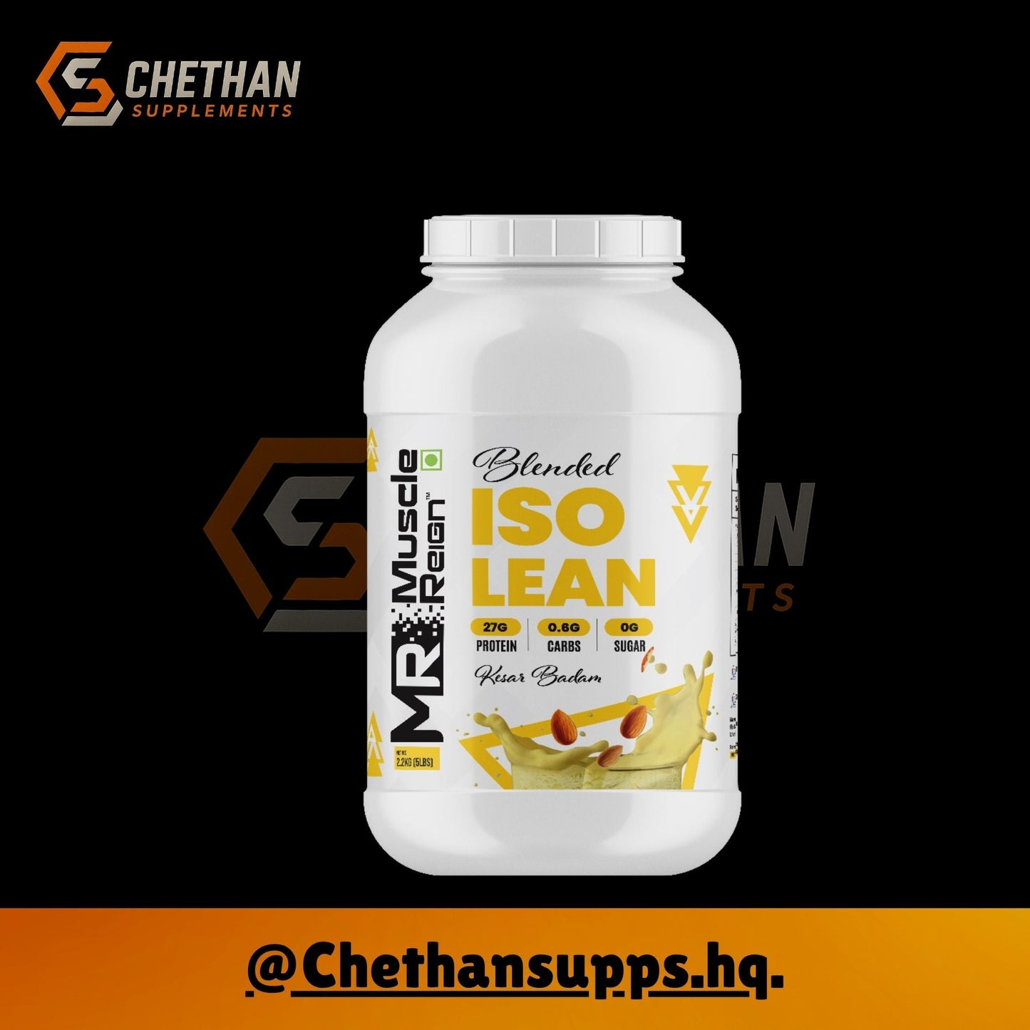 Muscle Reign ISO Lean Protein 2.2KG,, - 27g Protein, Zero Sugar - CHETHAN SUPPS.77