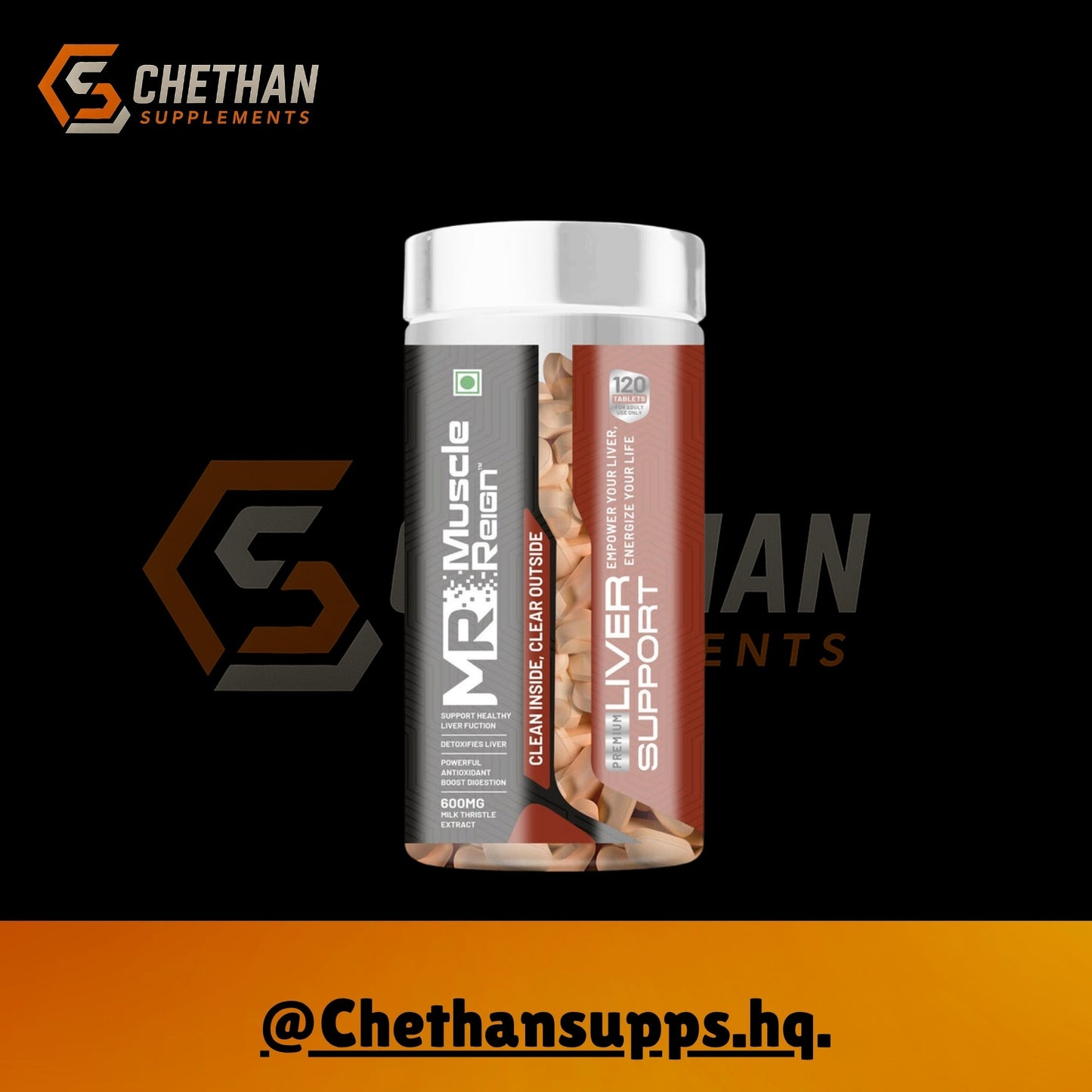 Muscle Reign Liver Support 120 Tablets 600mg Milk Thistle Extract - CHETHAN SUPPS.77
