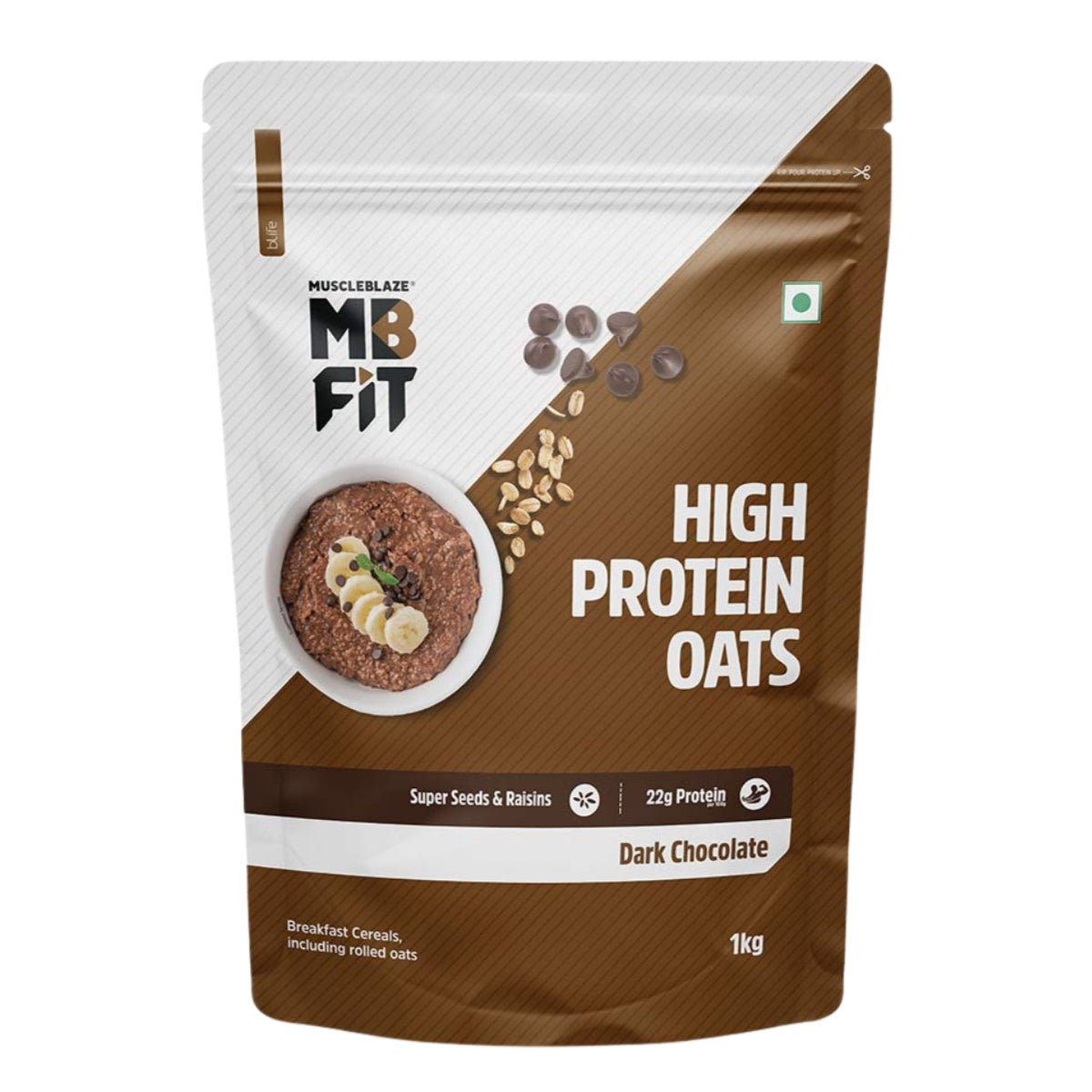 MuscleBlaze High Protein Oats, 1 kg, Dark Chocolate - CHETHAN SUPPS.77