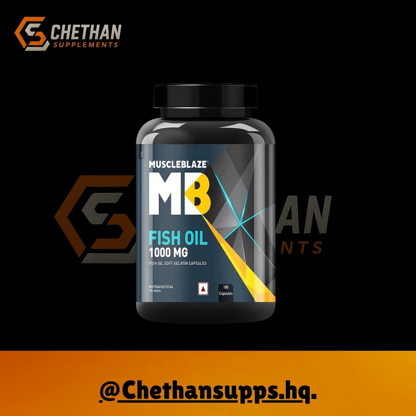 MuscleBlaze Omega 3 Fish Oil (1000 mg) with 180mg EPA and 120mg DHA, 90 capsules - CHETHAN SUPPS.77