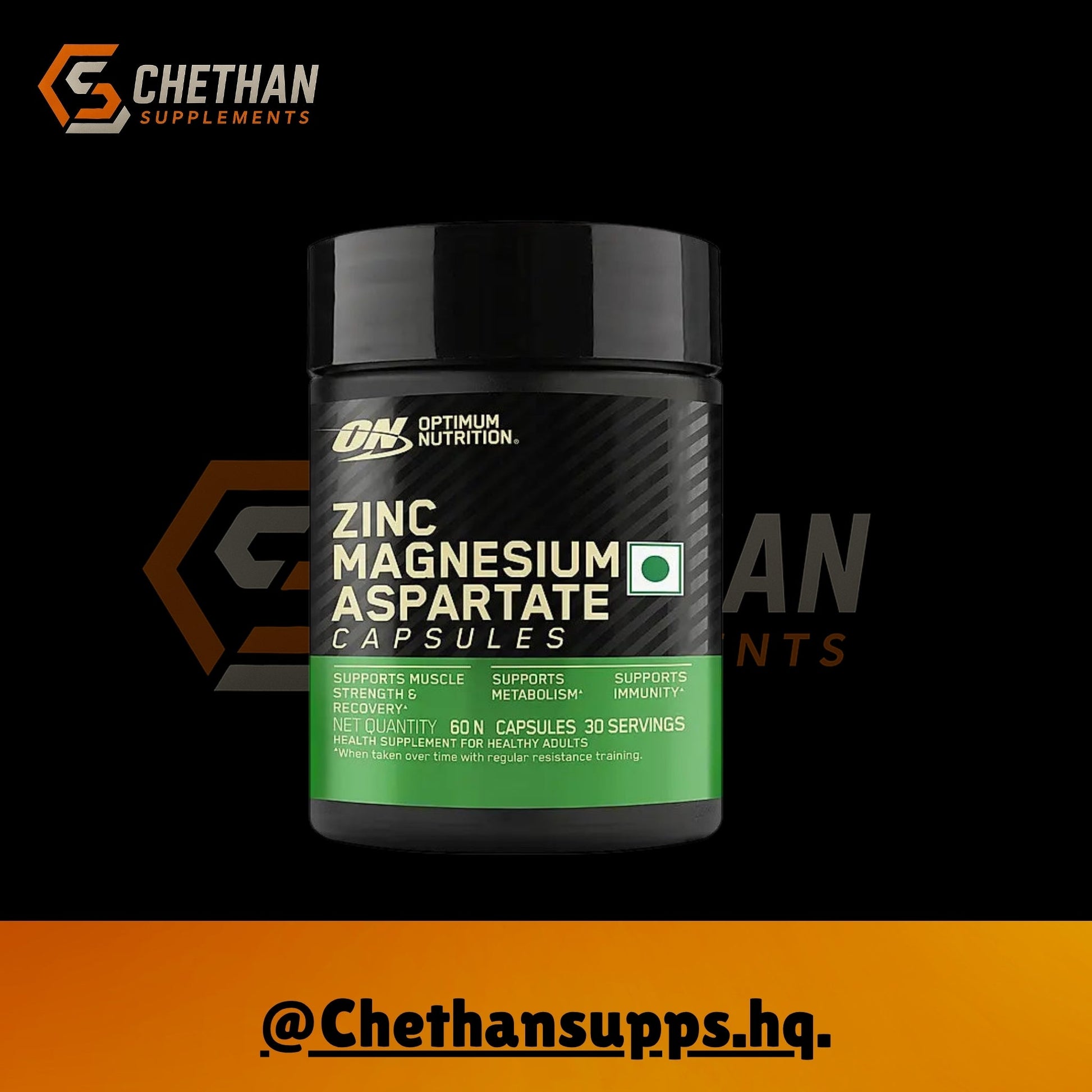 Optimum Nutrition (ON) Zinc Magnesium Aspartate (ZMA) - 60 Caps - CHETHAN SUPPS.77