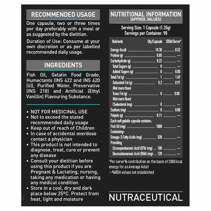 MuscleBlaze Omega 3 Fish Oil (1000 mg) with 180mg EPA and 120mg DHA
