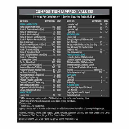 MuscleBlaze MB-VITE Daily Multivitamin, for Enhanced Energy, Stamina & Gut Health