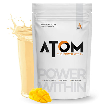 AS-IT-IS ATOM Whey Protein Isolate 1kg | 29g protein, 6.1g BCAA & 12.9g EAA | Ultra Pure-Fast Acting Protein