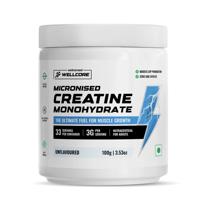 wellcore creatine monohydrate 100gm ( unflavoured and fruit fusion ) - CHETHAN SUPPS.77