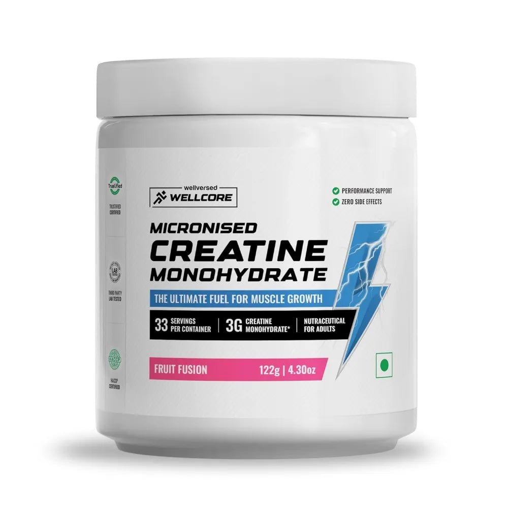 wellcore creatine monohydrate 100gm ( unflavoured and fruit fusion ) - CHETHAN SUPPS.77